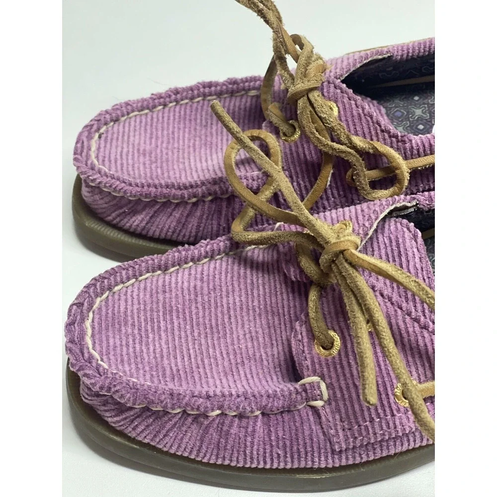 Sperry Top‎ Sider Size 5.5 Purple Brown Corduroy Boat Shoe